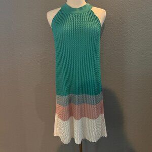 DIESEL M-SOUTH DRESS - 3D EFFECT ZIGZAG WEAVE KEYHOLE CUTOUT BACK COLORBLOCK XXS